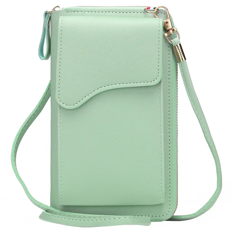 Bolsa feminina pequena de ombro crossbody, couro pu, bolsa de bolso para celular, bolsa para cartão, carteira, bolsa carteiro