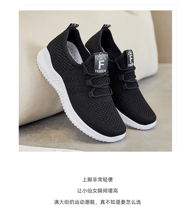 Sapatos femininos 2024 malha respirável confortável sapatos esportivos sola macia leve moda sapatos casuais