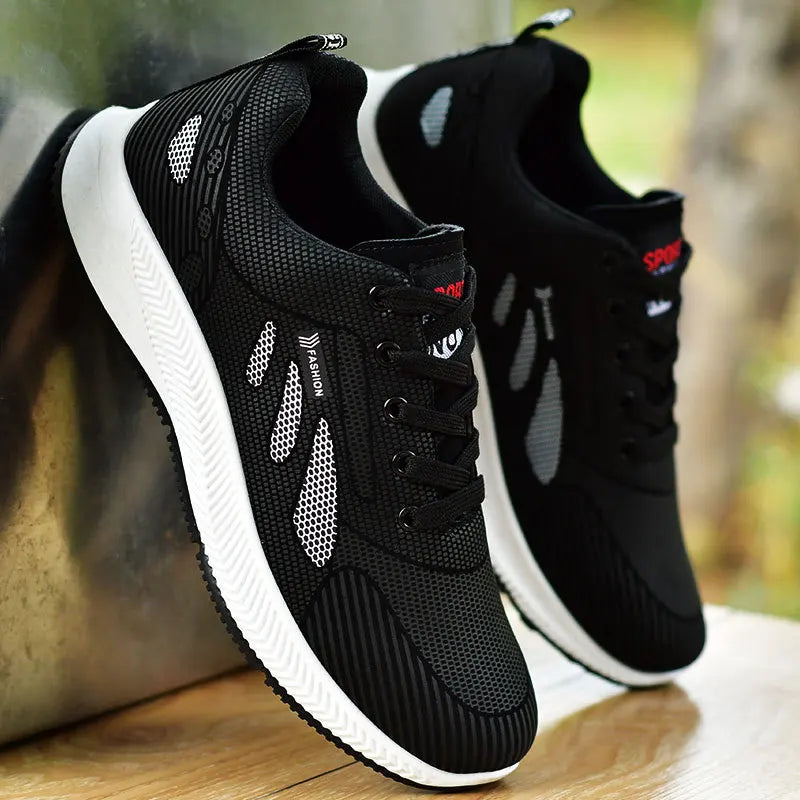 Calçado de couro antiderrapante masculino, tênis de caminhada casual, tênis de corrida na moda, que combina com tudo, novo, verão 2024