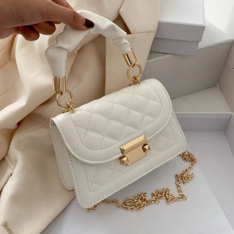 Bolsa Crossbody de couro PU para mulheres Padrão de grade Decoração de fivela Carteira de aba Bolsa de moda Bolsa de alta qualidade