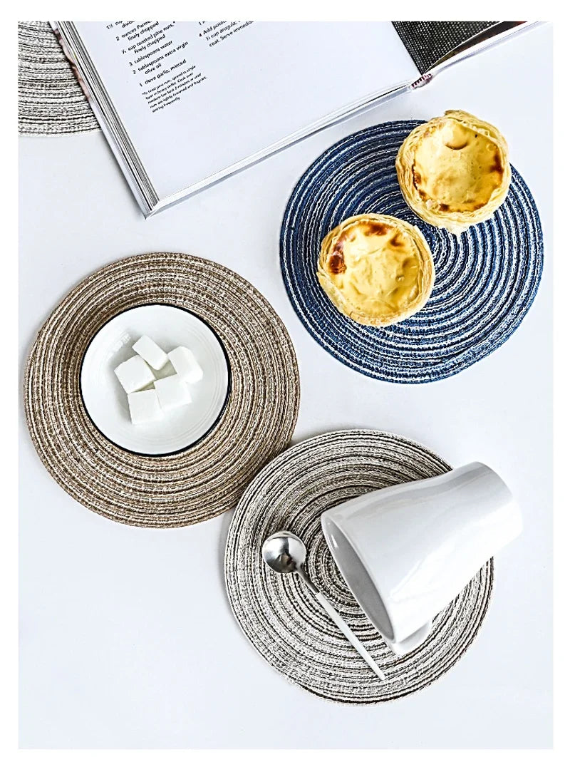 Round Woven Ramie Placemats, Anti Slip Mats Mesa De Jantar, Talheres Antiderrapantes, Almofadas De Tigela, Coasters De Copo De Bebida De Cozinha, 1Pc