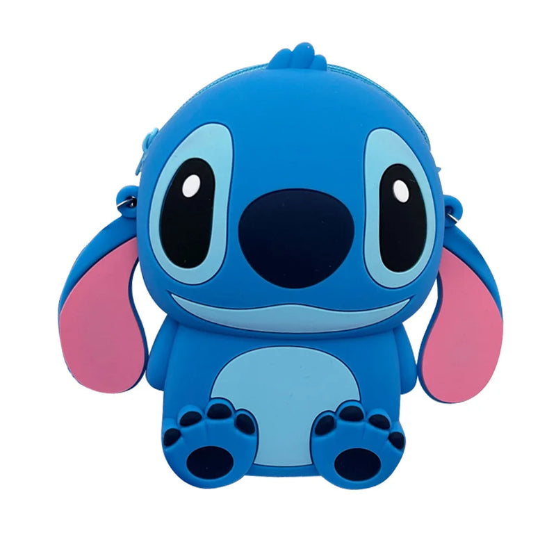 Bolsa de design Kawaii Disney Stitich, bolsa de ombro moderna com zíper, bolsa crossbody de silicone com alça removível, presente para crianças