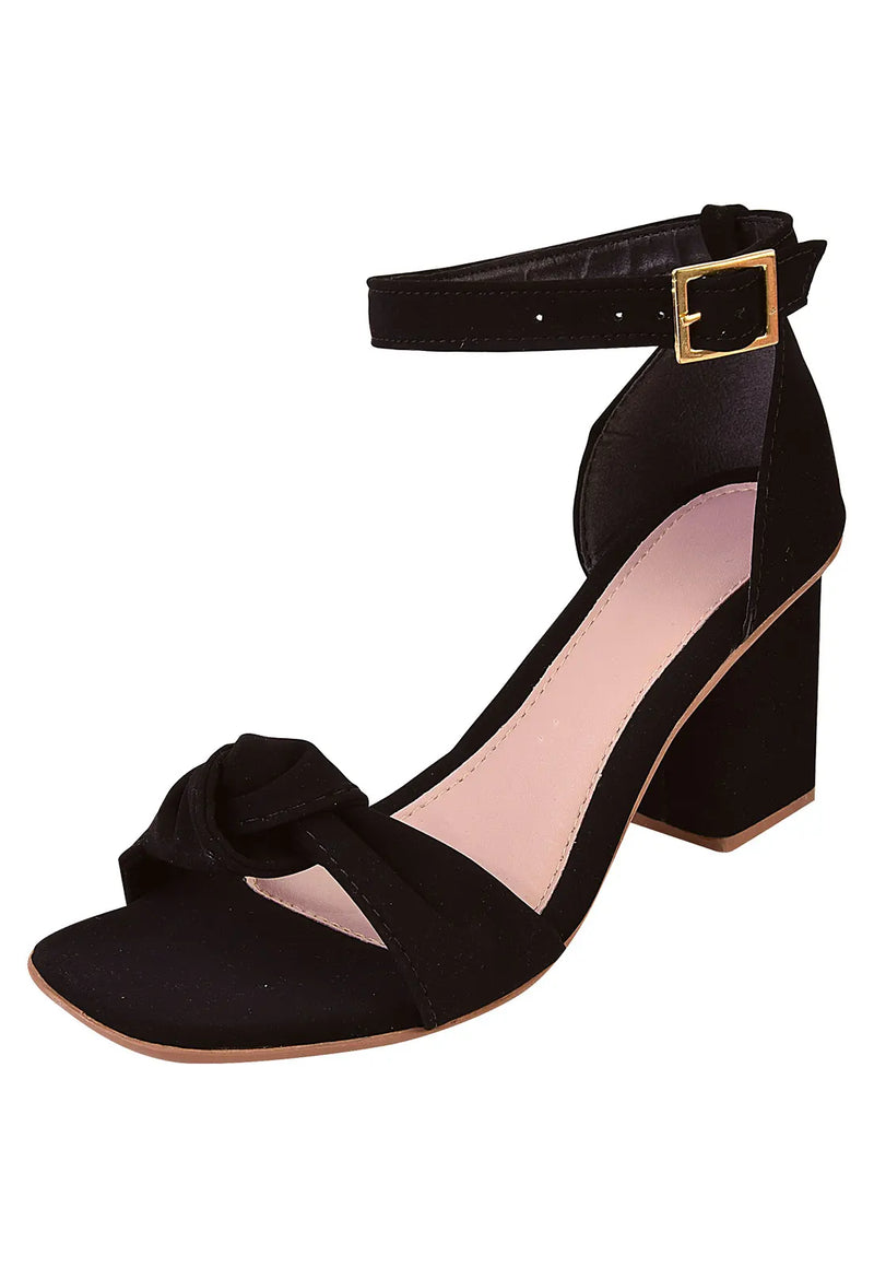 Women's Sandalia No in Front High Heel Black Nobuck