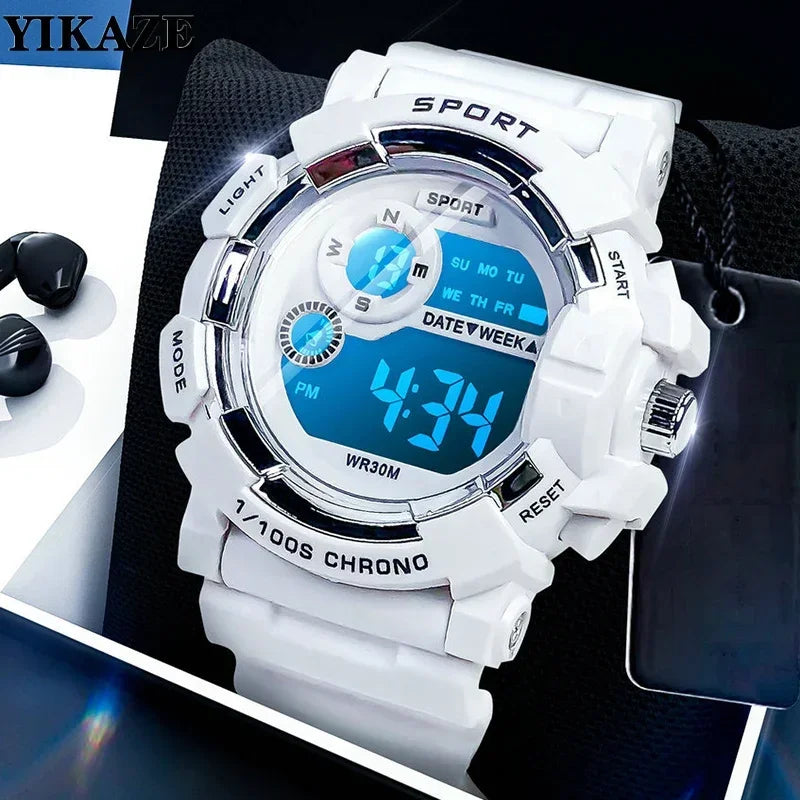 Yikaze moda esportes relógios das mulheres dos homens relógio digital à prova dwaterproof água luminosa despertador relógio de pulso eletrônico para crianças