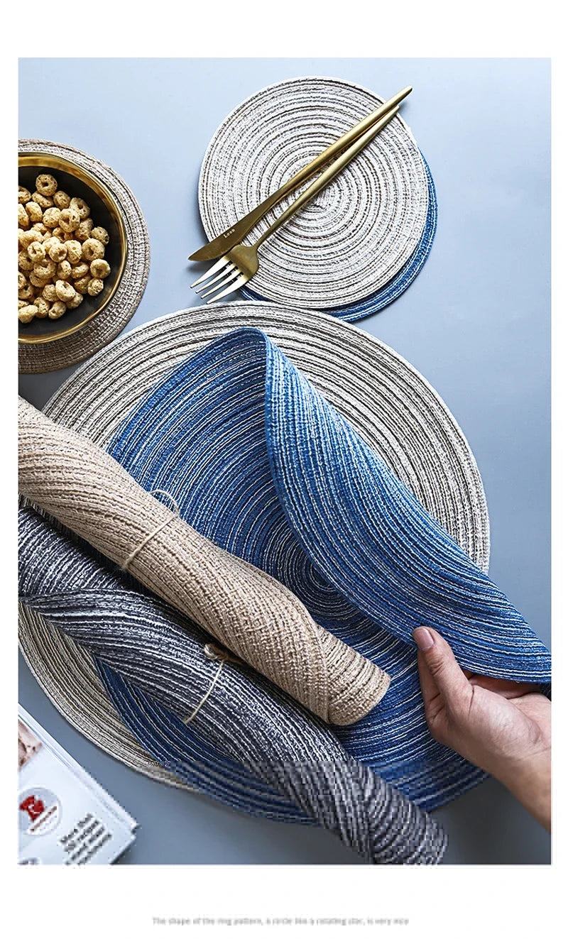 Round Woven Ramie Placemats, Anti Slip Mats Mesa De Jantar, Talheres Antiderrapantes, Almofadas De Tigela, Coasters De Copo De Bebida De Cozinha, 1Pc