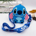 Bolsa de design Kawaii Disney Stitich, bolsa de ombro moderna com zíper, bolsa crossbody de silicone com alça removível, presente para crianças