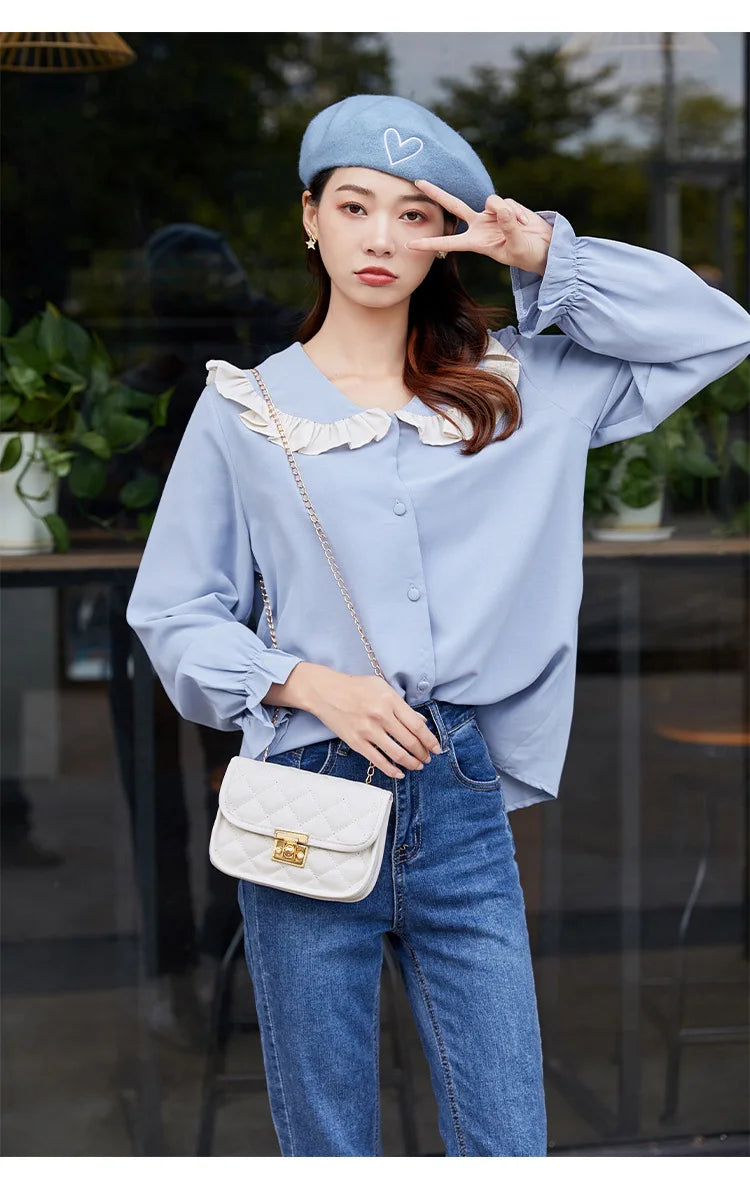 Bolsa bordada quadrada pequena para mulheres, bolsas da moda, bolsa de corrente feminina, nova, 2024