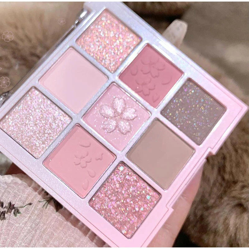 9 cores glitter neve princesa paleta de sombra sonho menina perolado sombra de olho rosa marrom nude luz maquiagem destaques olhos