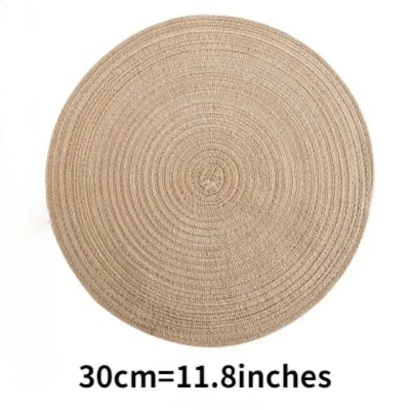Round Woven Ramie Placemats, Anti Slip Mats Mesa De Jantar, Talheres Antiderrapantes, Almofadas De Tigela, Coasters De Copo De Bebida De Cozinha, 1Pc