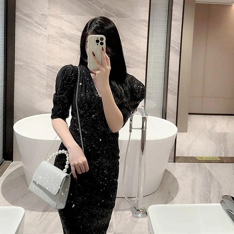 Bolsas de ombro de corrente pérola para mulheres, bolsa dourada, seda brilhante, bolsa de noite elegante, embreagem de banquete, bolsa feminina, luxo