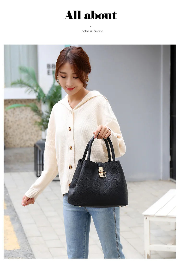 Mulher bolsa de ombro grande capacidade bolsa para mulheres crossbody saco lichia padrão pu portátil balde saco senhoras mensageiro sacos