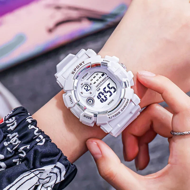 Yikaze moda esportes relógios das mulheres dos homens relógio digital à prova dwaterproof água luminosa despertador relógio de pulso eletrônico para crianças