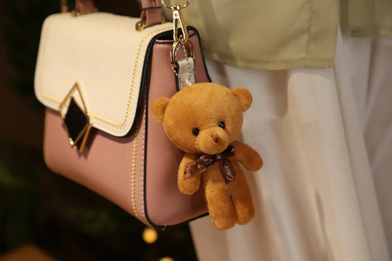 Nova cor urso de pelúcia bonecas 12cm animais de pelúcia macios urso brinquedo de pelúcia pendente bonito menina chaveiro casamento crianças presentes de festa