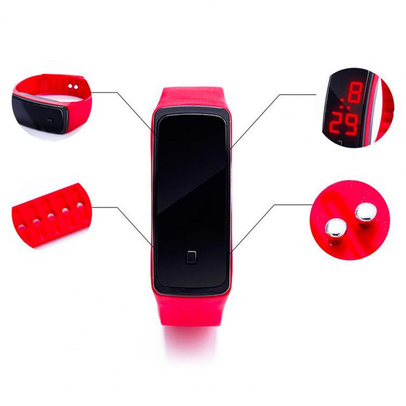 Hand Ring Sports Watch para crianças, Relógio eletrônico, impermeável, LED Backlight, Presente Ideal, Grande Display