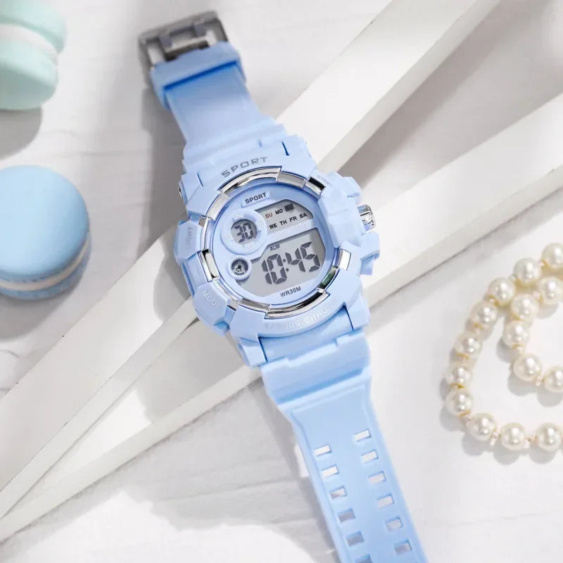 Yikaze moda esportes relógios das mulheres dos homens relógio digital à prova dwaterproof água luminosa despertador relógio de pulso eletrônico para crianças
