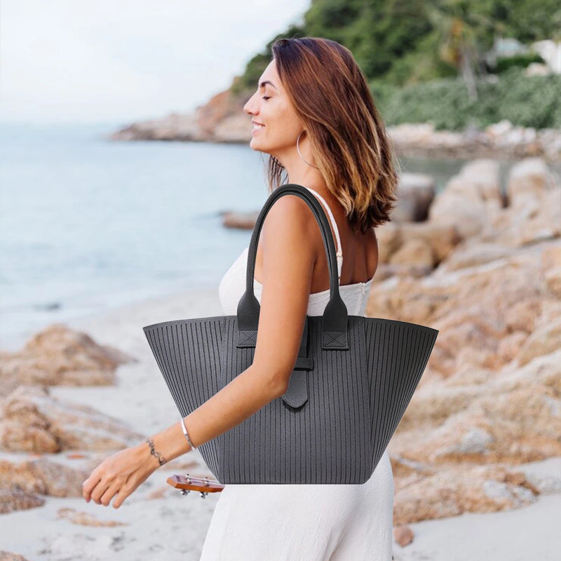 Bolsa tote feminina preta personalizada, bolsa de estudante universitário, grande capacidade, verde, gola branca, bolsa de ombro cinza