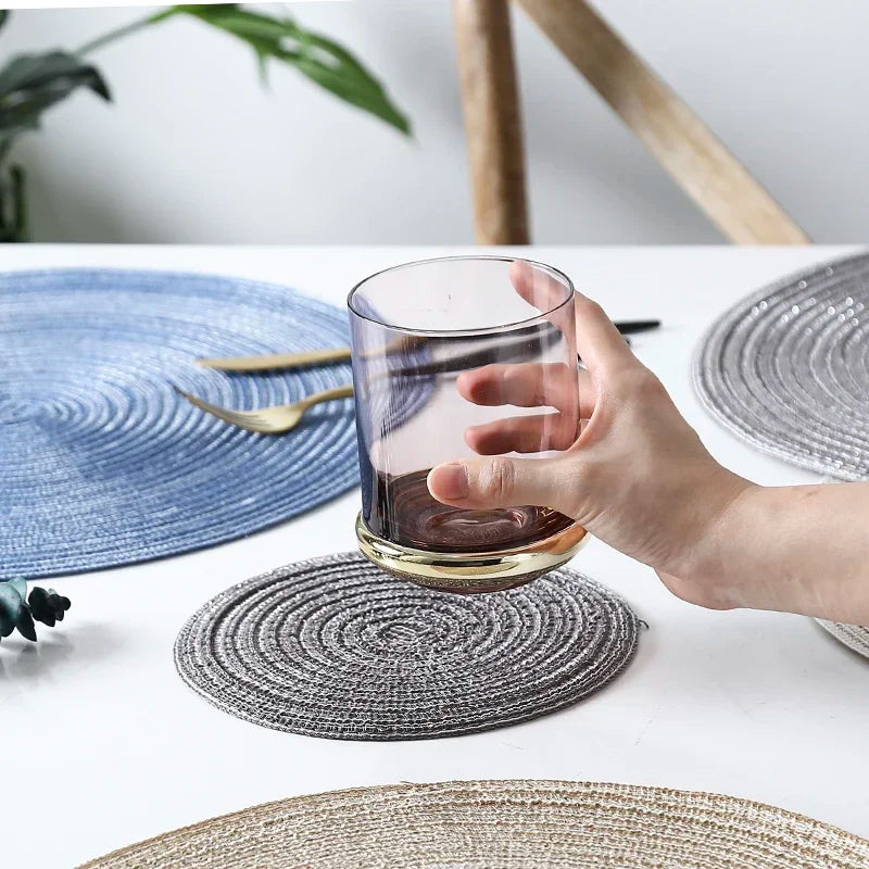 Round Woven Ramie Placemats, Anti Slip Mats Mesa De Jantar, Talheres Antiderrapantes, Almofadas De Tigela, Coasters De Copo De Bebida De Cozinha, 1Pc