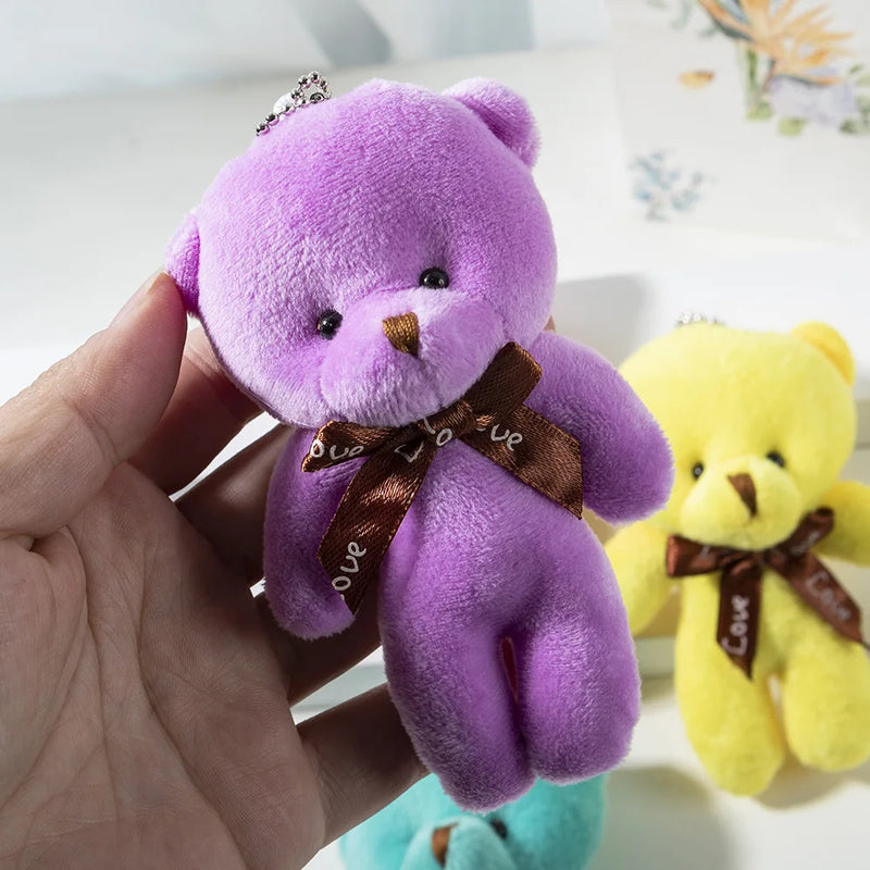 Nova cor urso de pelúcia bonecas 12cm animais de pelúcia macios urso brinquedo de pelúcia pendente bonito menina chaveiro casamento crianças presentes de festa