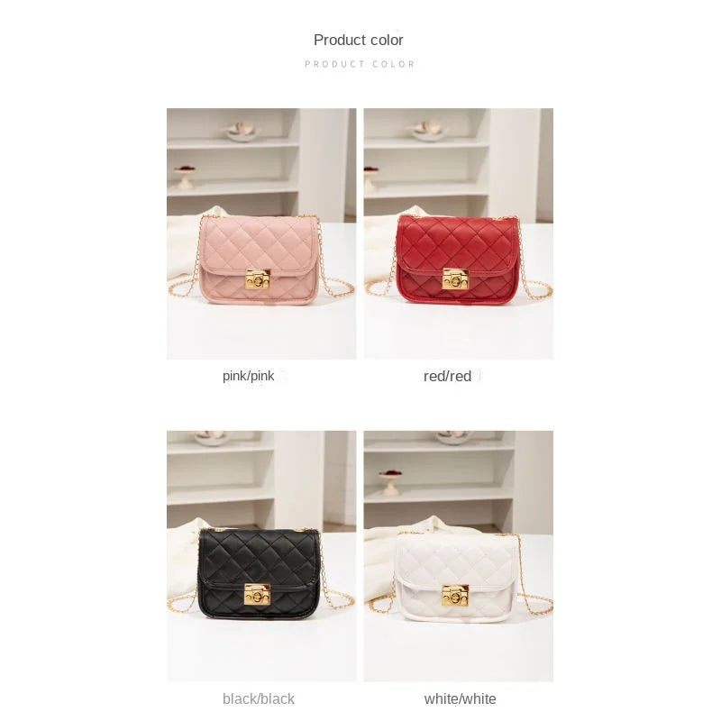 Bolsa bordada quadrada pequena para mulheres, bolsas da moda, bolsa de corrente feminina, nova, 2024