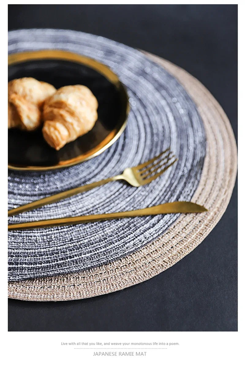 Round Woven Ramie Placemats, Anti Slip Mats Mesa De Jantar, Talheres Antiderrapantes, Almofadas De Tigela, Coasters De Copo De Bebida De Cozinha, 1Pc