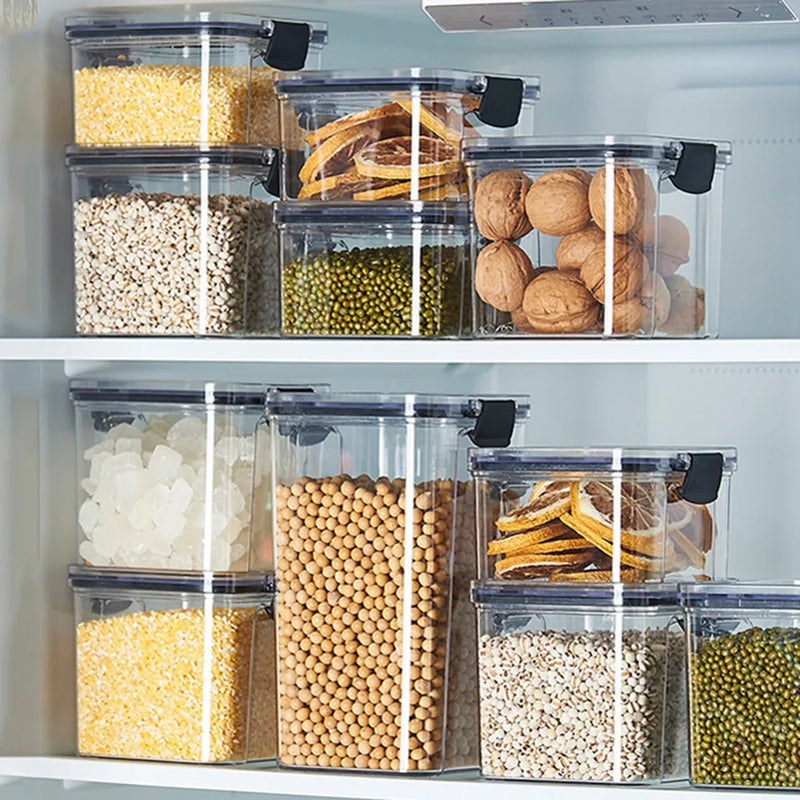 Conjuntos empilháveis de cozinha selada, 460-1800ml, caixa de armazenamento de alimentos de plástico, garrafa de tanque multigrãos, frutas secas, recipientes de armazenamento de chá
