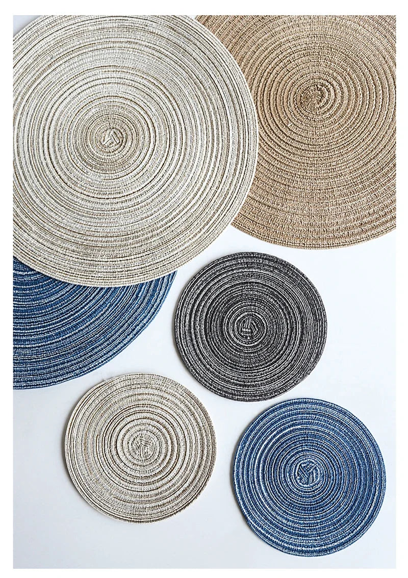 Round Woven Ramie Placemats, Anti Slip Mats Mesa De Jantar, Talheres Antiderrapantes, Almofadas De Tigela, Coasters De Copo De Bebida De Cozinha, 1Pc