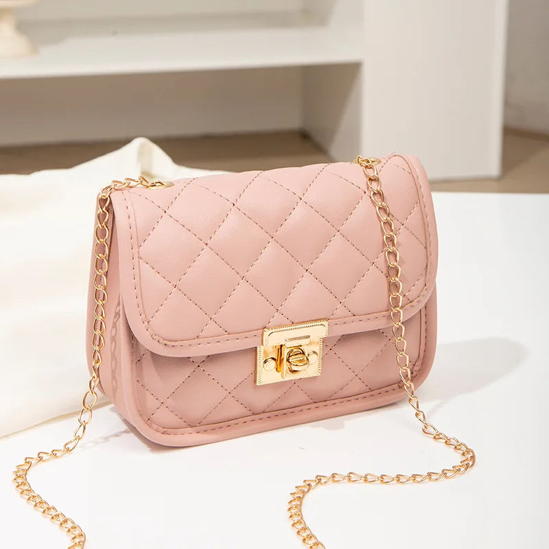 Bolsa bordada quadrada pequena para mulheres, bolsas da moda, bolsa de corrente feminina, nova, 2024