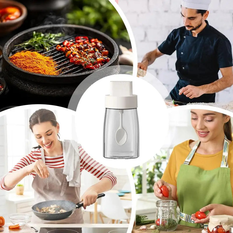 Garrafa de tempero com colher de vidro cozinha pimenta sal garrafa de armazenamento cozinha cozinhar tempero recipiente para cominho molho de mel