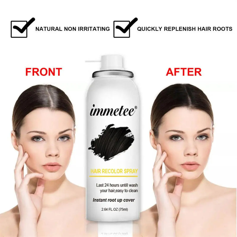 Spray de Tingimento Temporário para Cabelo, Capa Natural, Cabelo Branco, Durável, Efeito Instantâneo, Ferramenta de Cabeleireiro, 75ml