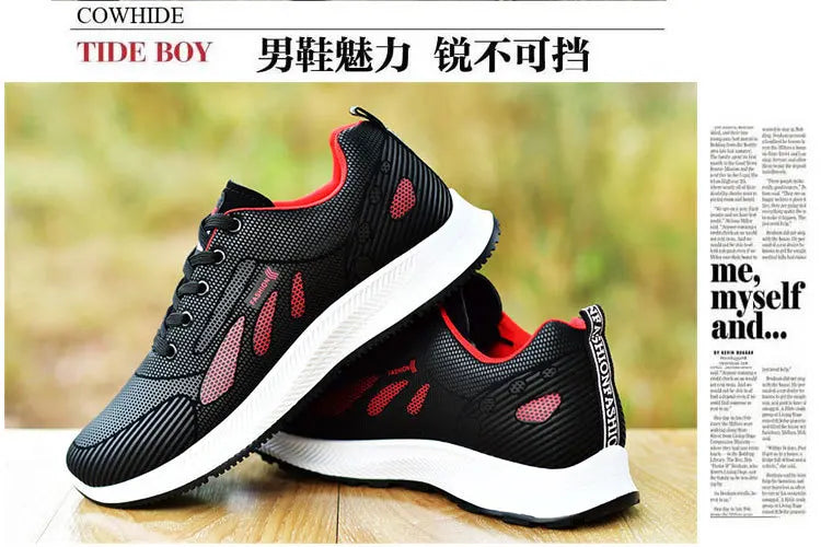 Calçado de couro antiderrapante masculino, tênis de caminhada casual, tênis de corrida na moda, que combina com tudo, novo, verão 2024