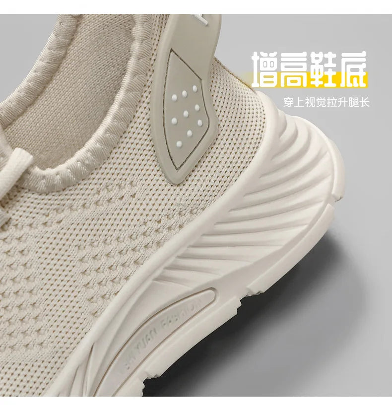 Sapatos casuais tecidos voadores para mulheres, tênis respiráveis, confortáveis, verão, 2024