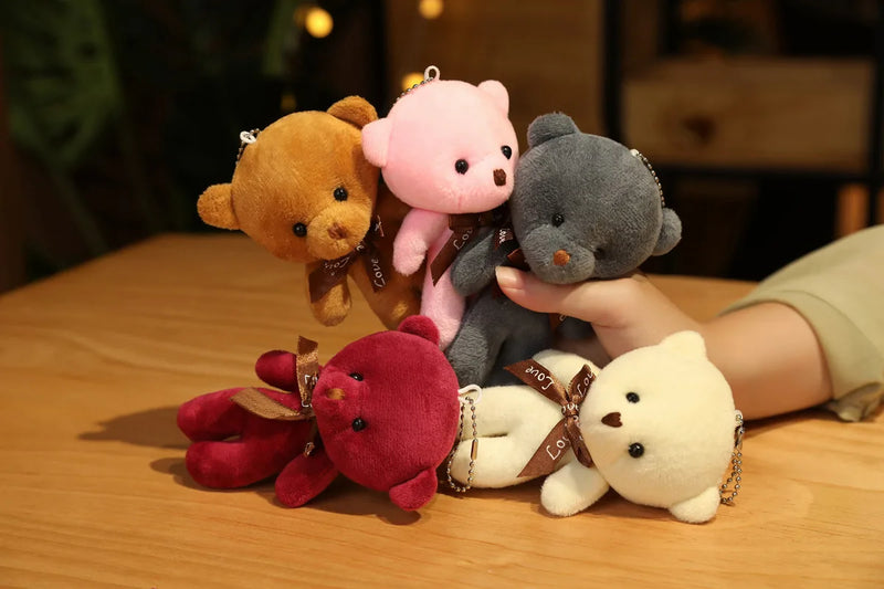 Nova cor urso de pelúcia bonecas 12cm animais de pelúcia macios urso brinquedo de pelúcia pendente bonito menina chaveiro casamento crianças presentes de festa