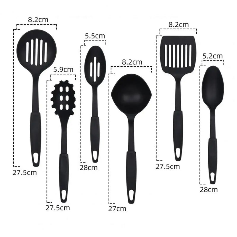 Utensílios de cozinha antiaderentes resistentes ao calor, espátula livre de BPA, colher de filtro, kit de colher com fenda, utensílios de cozinha, 6 peças por conjunto
