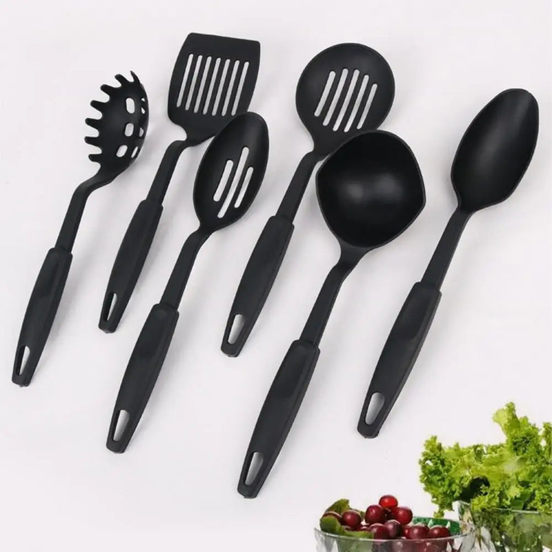 Utensílios de cozinha antiaderentes resistentes ao calor, espátula livre de BPA, colher de filtro, kit de colher com fenda, utensílios de cozinha, 6 peças por conjunto