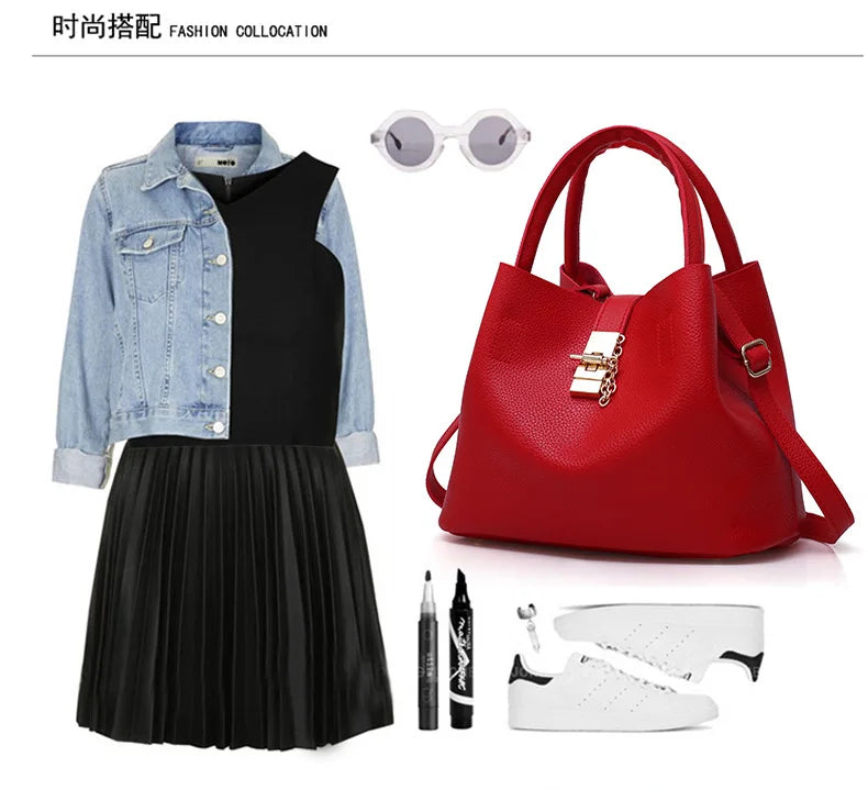 Mulher bolsa de ombro grande capacidade bolsa para mulheres crossbody saco lichia padrão pu portátil balde saco senhoras mensageiro sacos