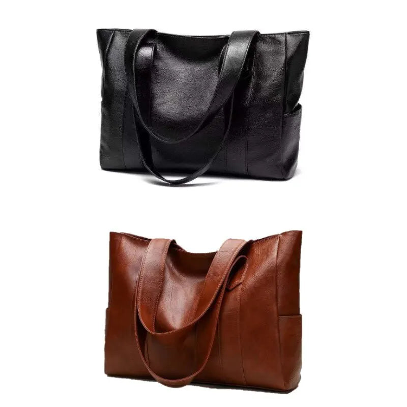 Bolsa tote vintage de grande capacidade, bolsa de ombro vegana retrô, bolsa casual feminina para deslocamento