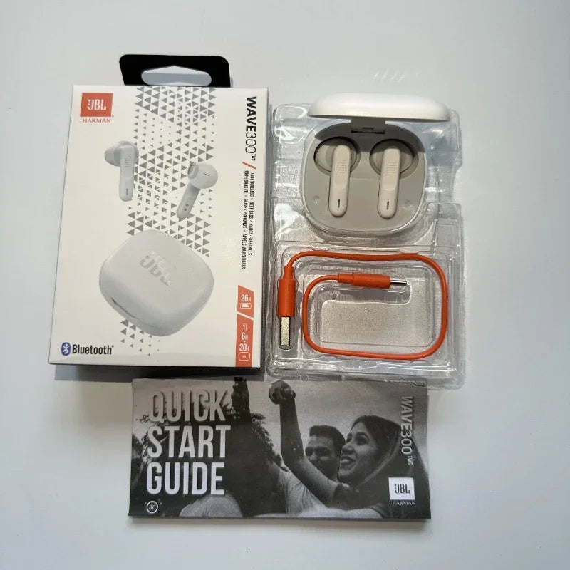 Original JBL Wave 300TWS True Wireless Bluetooth Headphones Stereo Music Gaming Sports Earbud Bass Sound Earphone With Mic