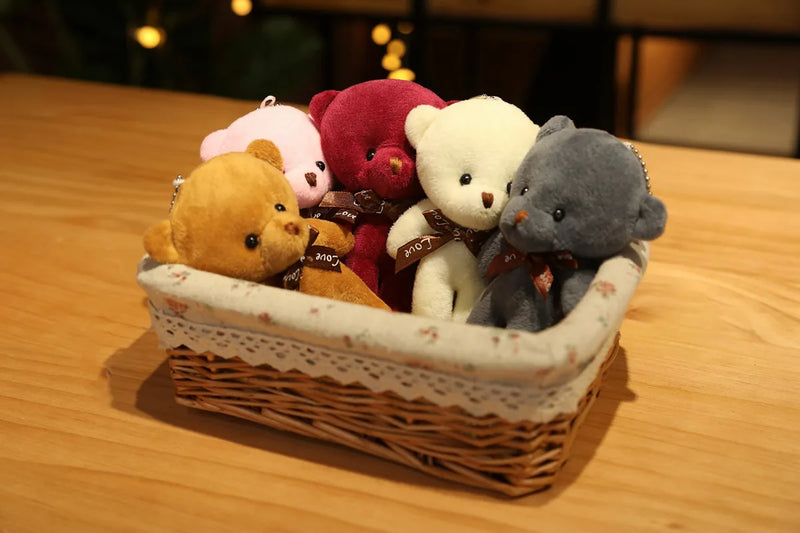 Nova cor urso de pelúcia bonecas 12cm animais de pelúcia macios urso brinquedo de pelúcia pendente bonito menina chaveiro casamento crianças presentes de festa