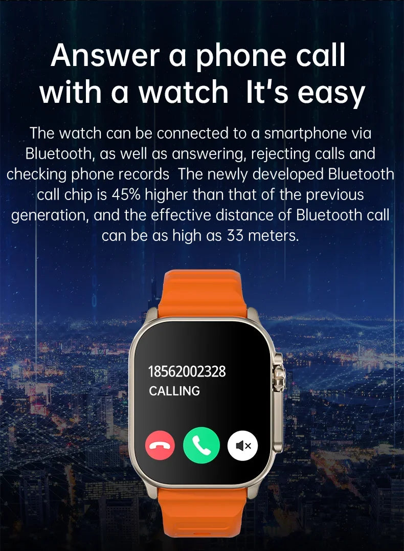 Apple Watch 9 2024. Tela AMOLED, Bússola NFC, Impermeável, Relógio Apple, IWO Ultra 8, 49mm, Série 8, 2.3 "