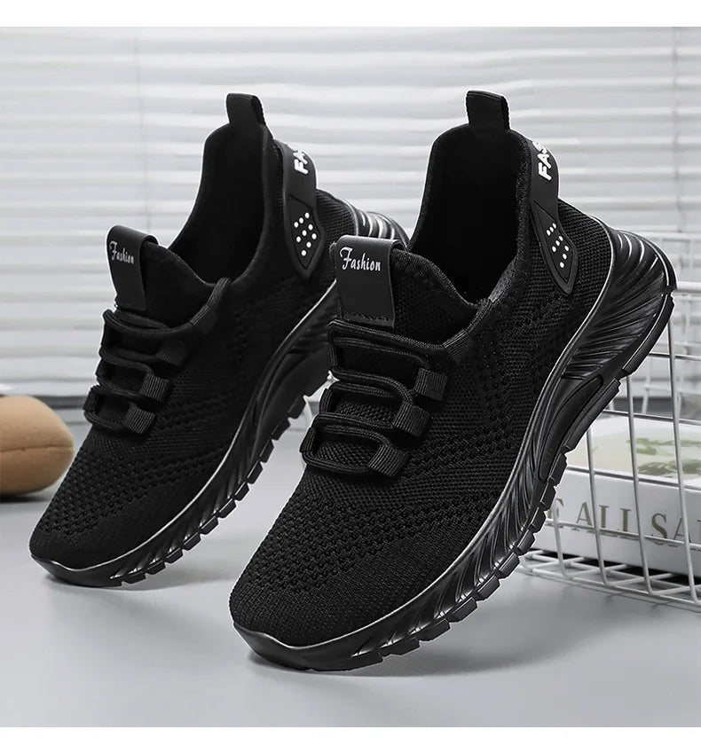 Sapatos casuais tecidos voadores para mulheres, tênis respiráveis, confortáveis, verão, 2024