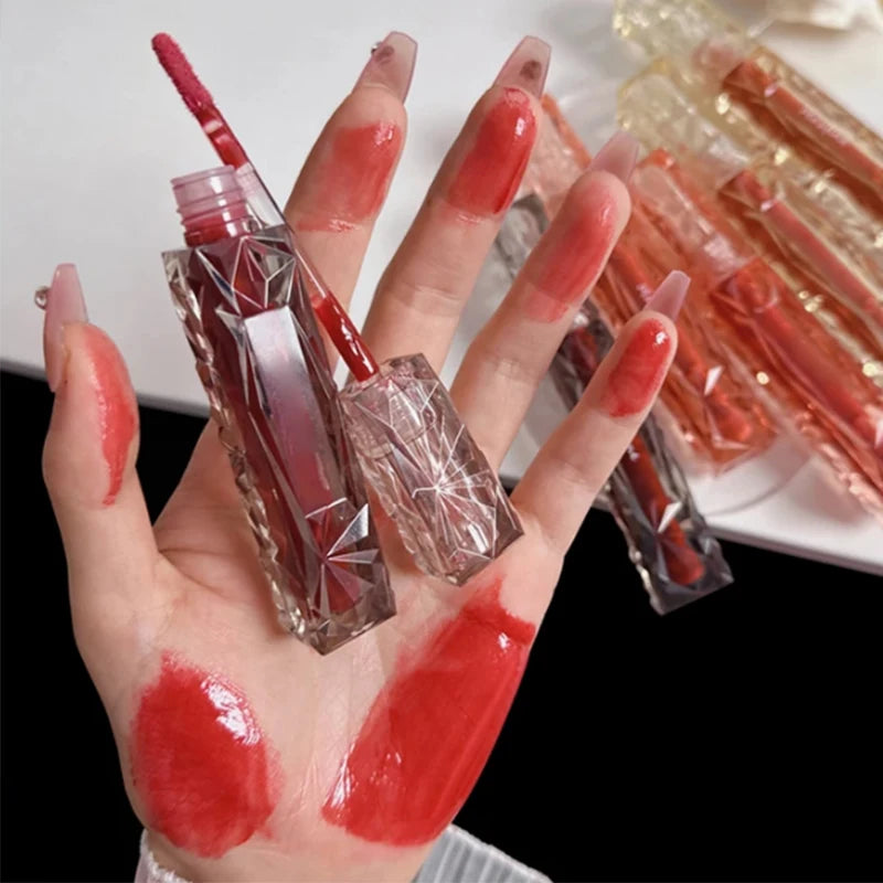 Natural Jelly Lip Gloss Batom Líquido, Hidratante, Fácil Halo-tingimento, Esmalte Impermeável, Não é fácil de tirar, Maquiagem