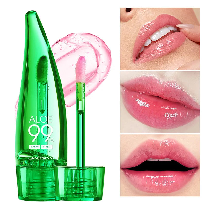 Brilho Labial Hidratante de Longa Duração, Batom Gel Mudando a Cor, Esmalte, Hidratante, Alto Brilho, Óleo Leve, Aloe, Maquiagem Labial