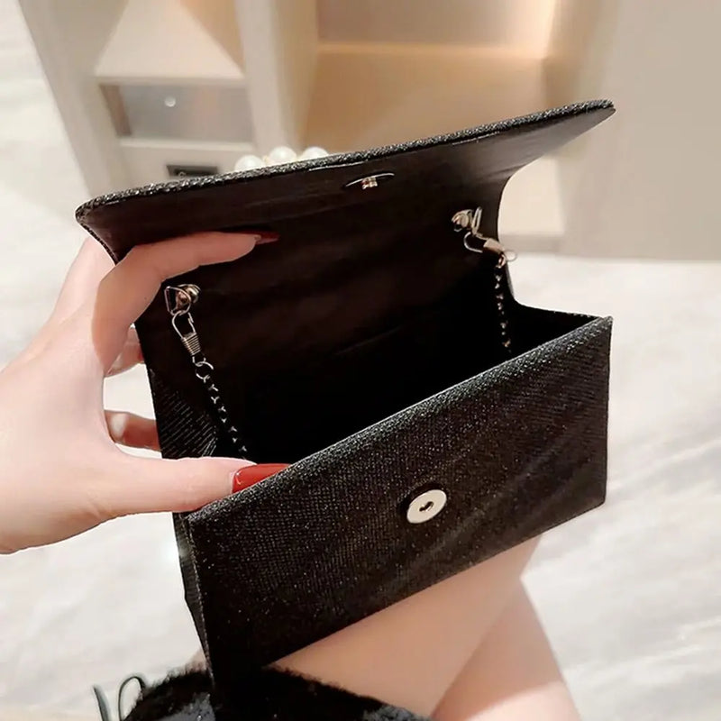 Bolsas de ombro de corrente pérola para mulheres, bolsa dourada, seda brilhante, bolsa de noite elegante, embreagem de banquete, bolsa feminina, luxo