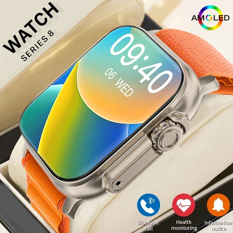 Apple Watch 9 2024. Tela AMOLED, Bússola NFC, Impermeável, Relógio Apple, IWO Ultra 8, 49mm, Série 8, 2.3 "
