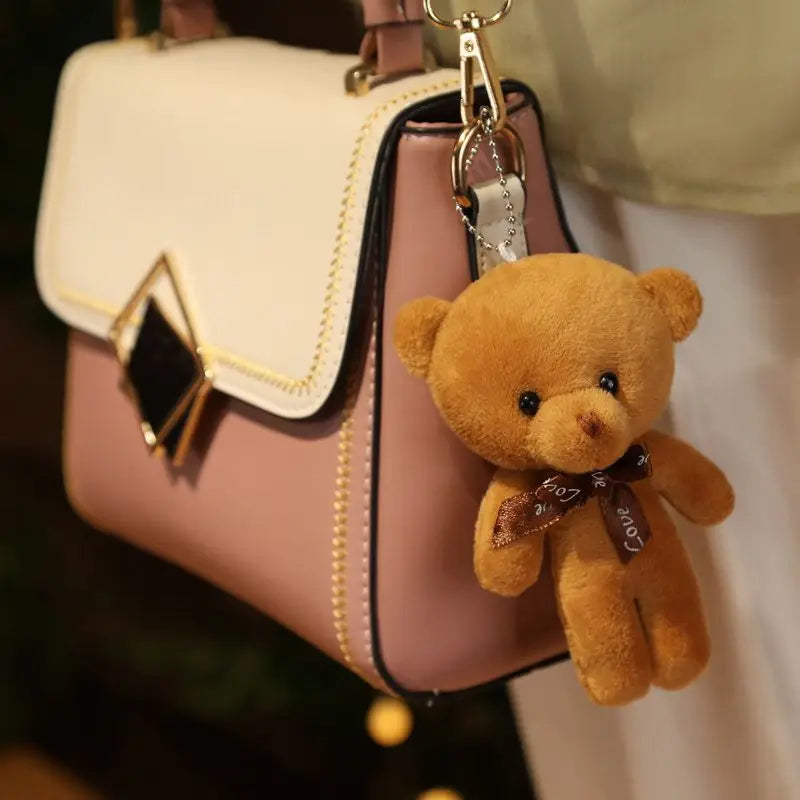 Nova cor urso de pelúcia bonecas 12cm animais de pelúcia macios urso brinquedo de pelúcia pendente bonito menina chaveiro casamento crianças presentes de festa