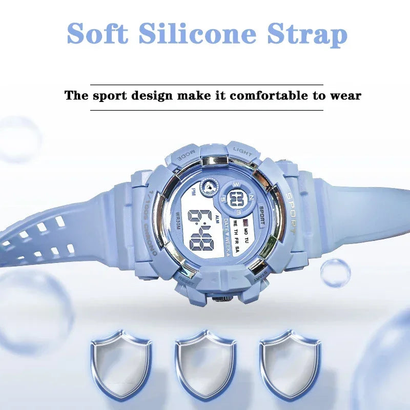 Yikaze moda esportes relógios das mulheres dos homens relógio digital à prova dwaterproof água luminosa despertador relógio de pulso eletrônico para crianças