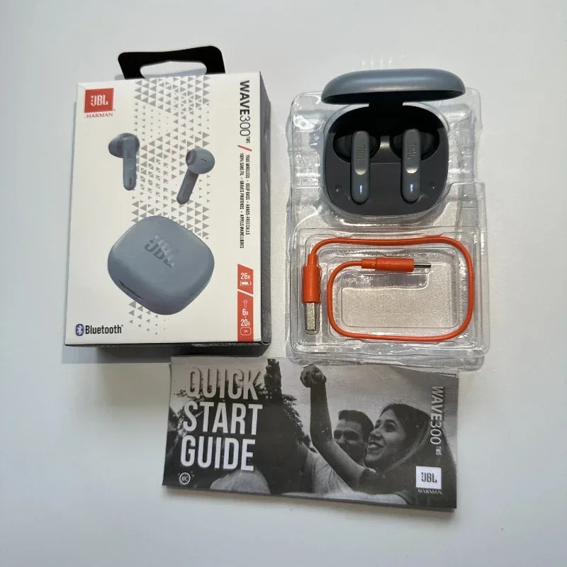 Original JBL Wave 300TWS True Wireless Bluetooth Headphones Stereo Music Gaming Sports Earbud Bass Sound Earphone With Mic