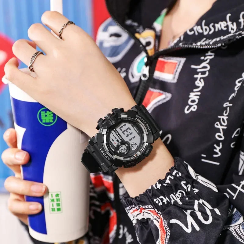 Yikaze moda esportes relógios das mulheres dos homens relógio digital à prova dwaterproof água luminosa despertador relógio de pulso eletrônico para crianças