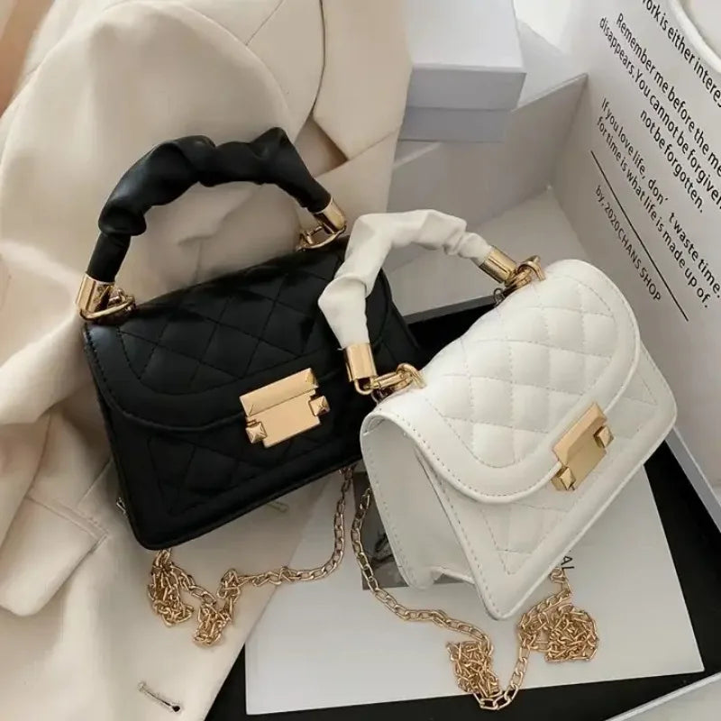 Bolsa Crossbody de couro PU para mulheres Padrão de grade Decoração de fivela Carteira de aba Bolsa de moda Bolsa de alta qualidade