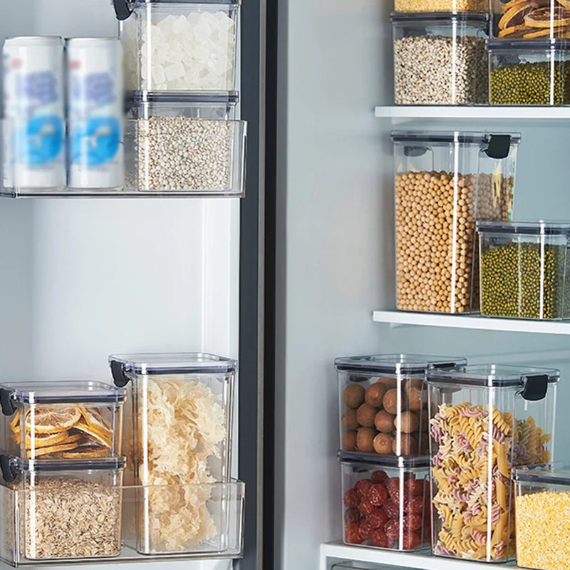Conjuntos empilháveis de cozinha selada, 460-1800ml, caixa de armazenamento de alimentos de plástico, garrafa de tanque multigrãos, frutas secas, recipientes de armazenamento de chá